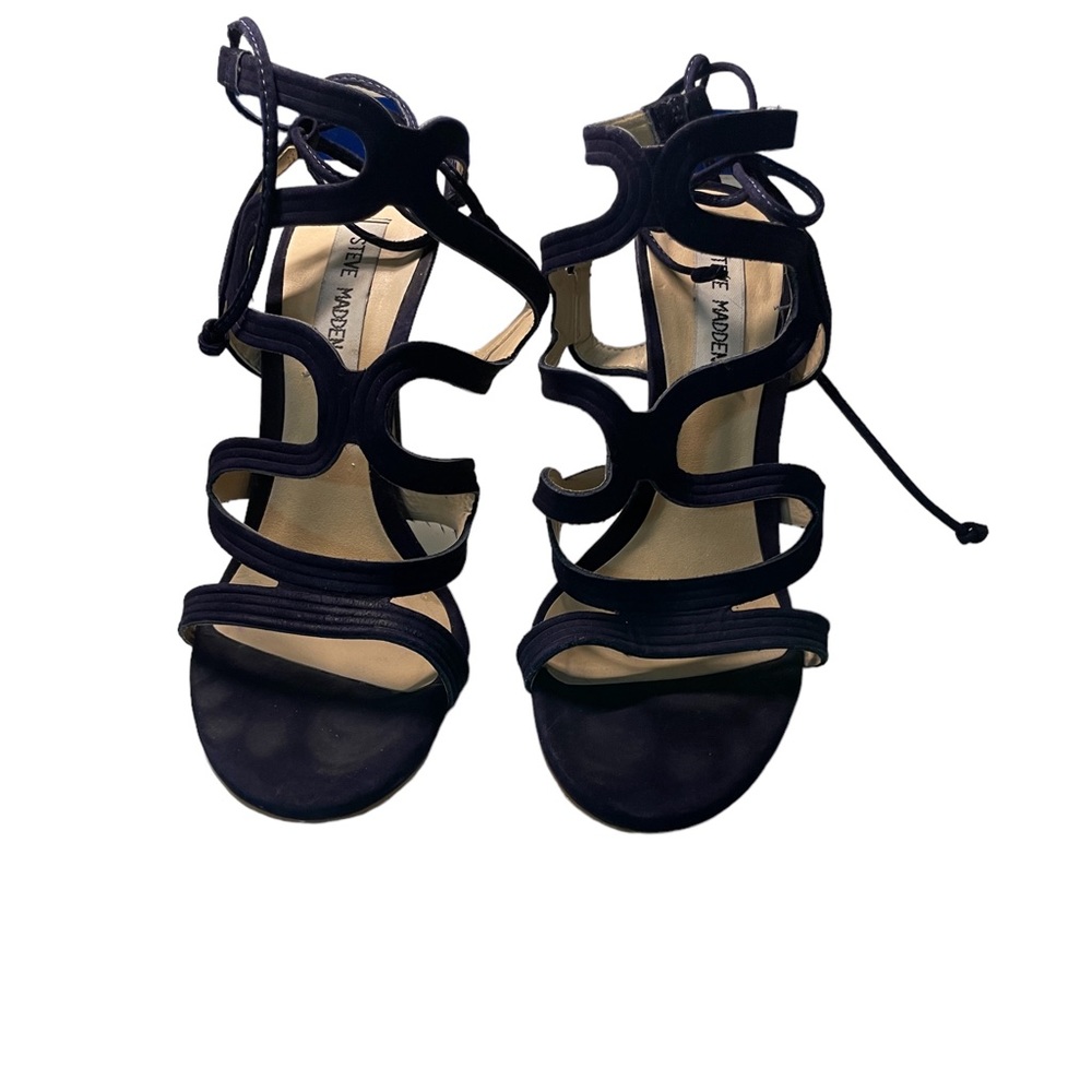 Steve Maaden Navy Suede Caged Heels. Size 6.5